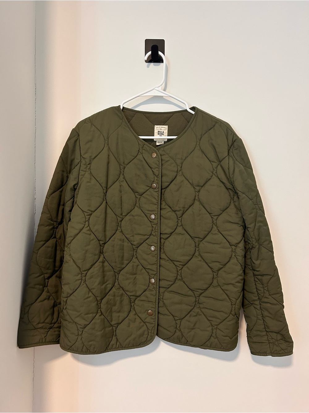 Billabong Olive Quilted Bomber Jacket